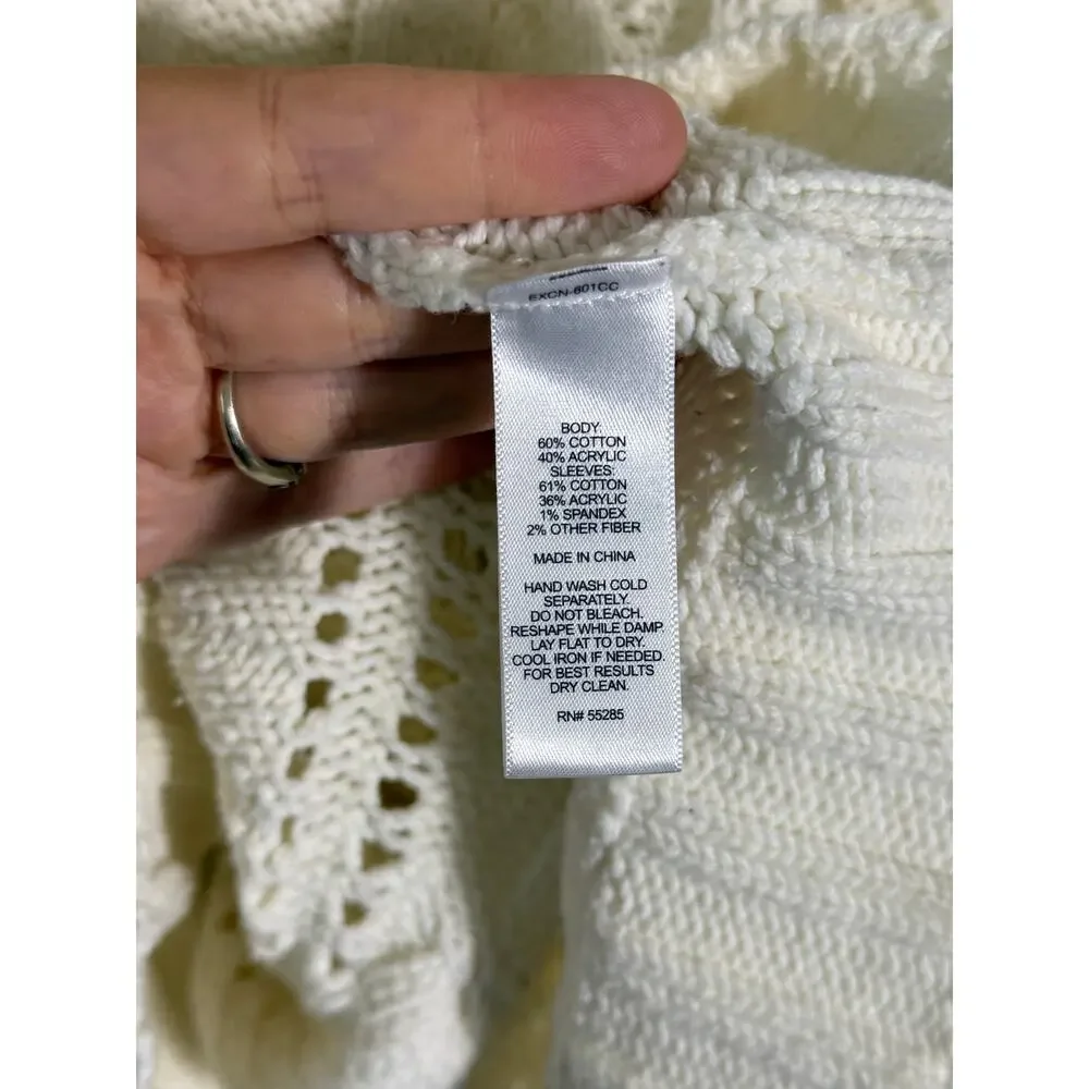 Express Cream Cable Knit Dolman Sleeve Sweater Women’s Medium Cozy Cotton Blend
